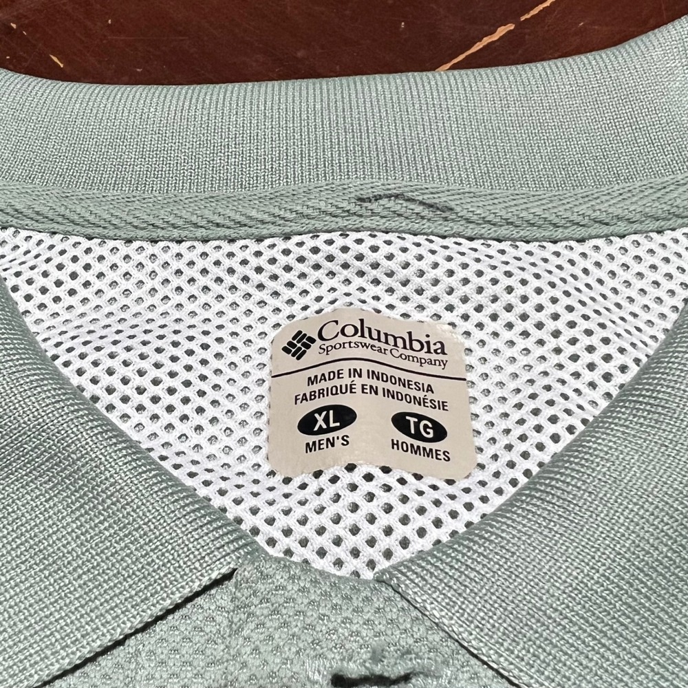 Columbia PFG Mens XL Polo Shirt Sage Green Omni-Shade Short Sleeve Fishing Top - Picture 3 of 14